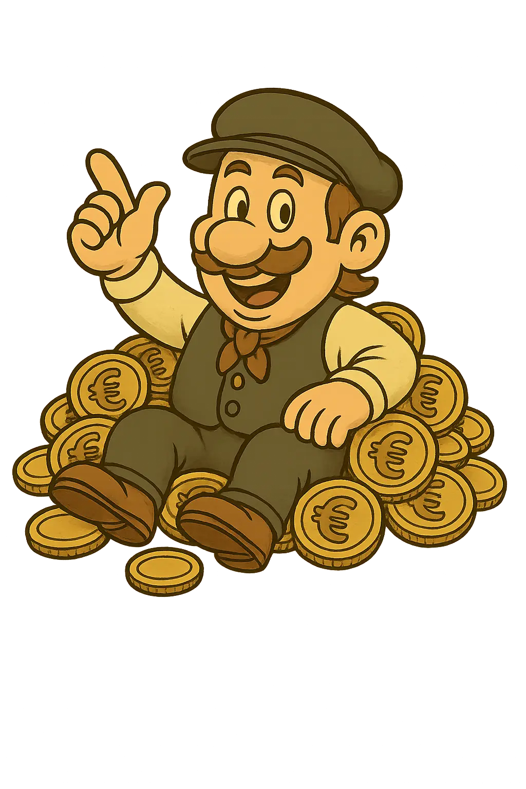 Wertie sitzt im Geld